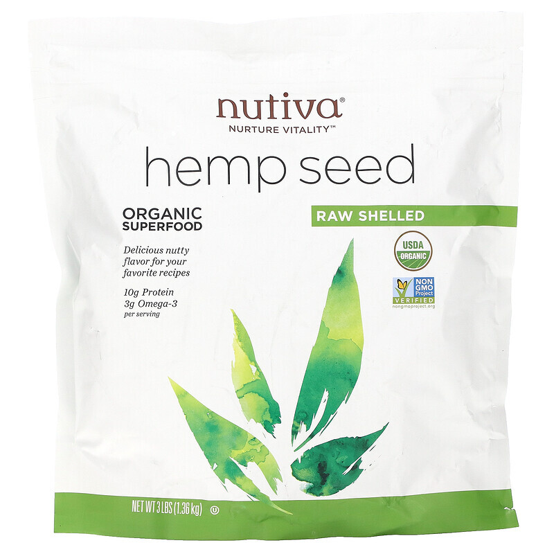 

Nutiva, Organic Superfood, необработанные семена конопли, очищенные, 1,36 кг (3 фунта)
