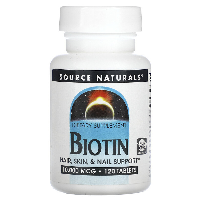 

Source Naturals, Биотин, 10000 мкг, 120 таблеток