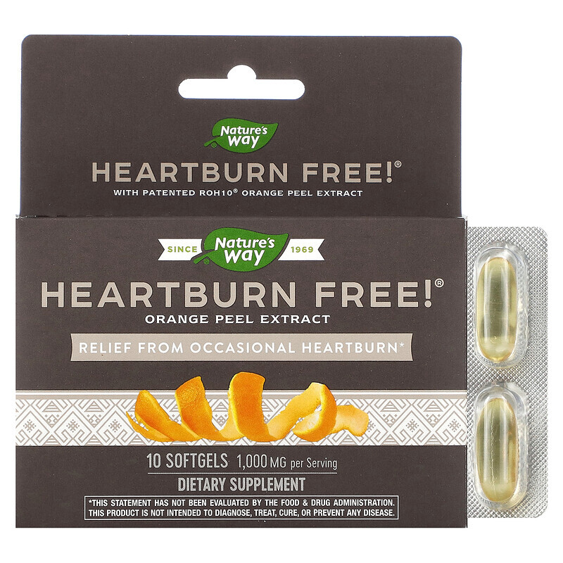 

Nature's Way, Heartburn Free, 1,000 mg, 10 Softgels