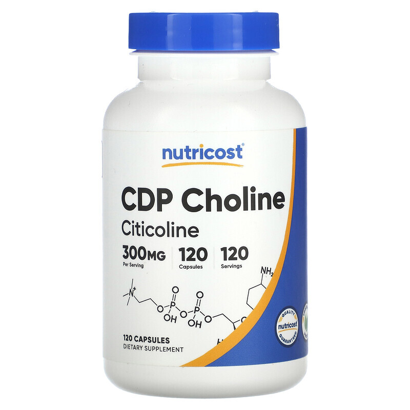 

Nutricost, CDP Choline, цитиколин, 300 мг, 60 капсул