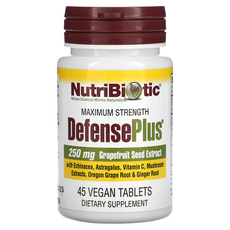 

NutriBiotic, DefensePlus, максимальная сила, 45 веганских таблеток