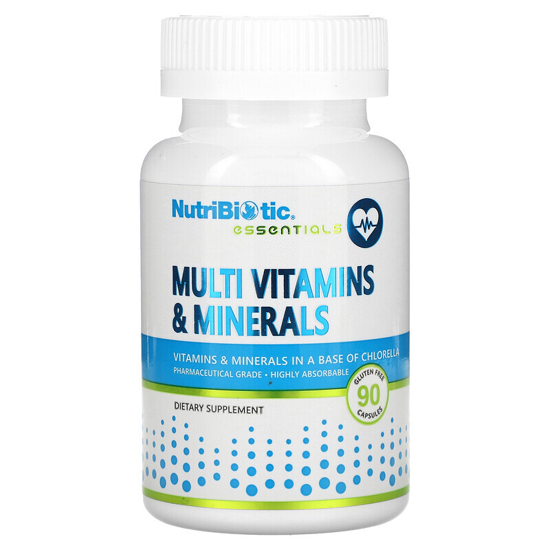 

NutriBiotic, Essentials, мультивитамины и минералы, 90 капсул без глютена