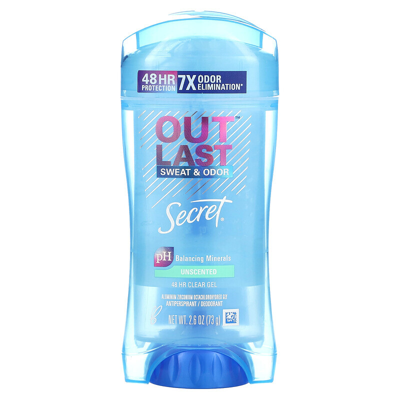 

Secret, Outlast, Sweat & Odor, Antiperspirant Deodorant, Unscented, 2.6 oz (73 g)