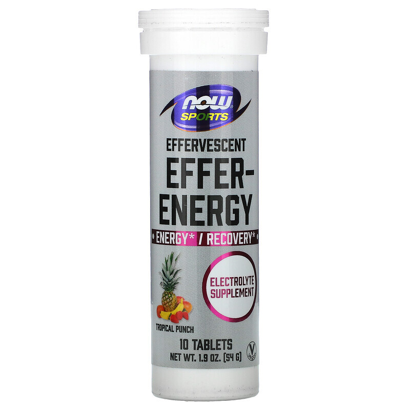 

NOW Foods, Sports, Effer-Energy, тропический пунш, 10 таблеток, 54 г (1,9 унции)