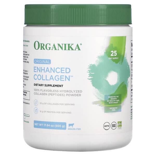 Organika, Enhanced Collagen, коллаген, оригинальный вкус, 500 г (17,64 унции)
