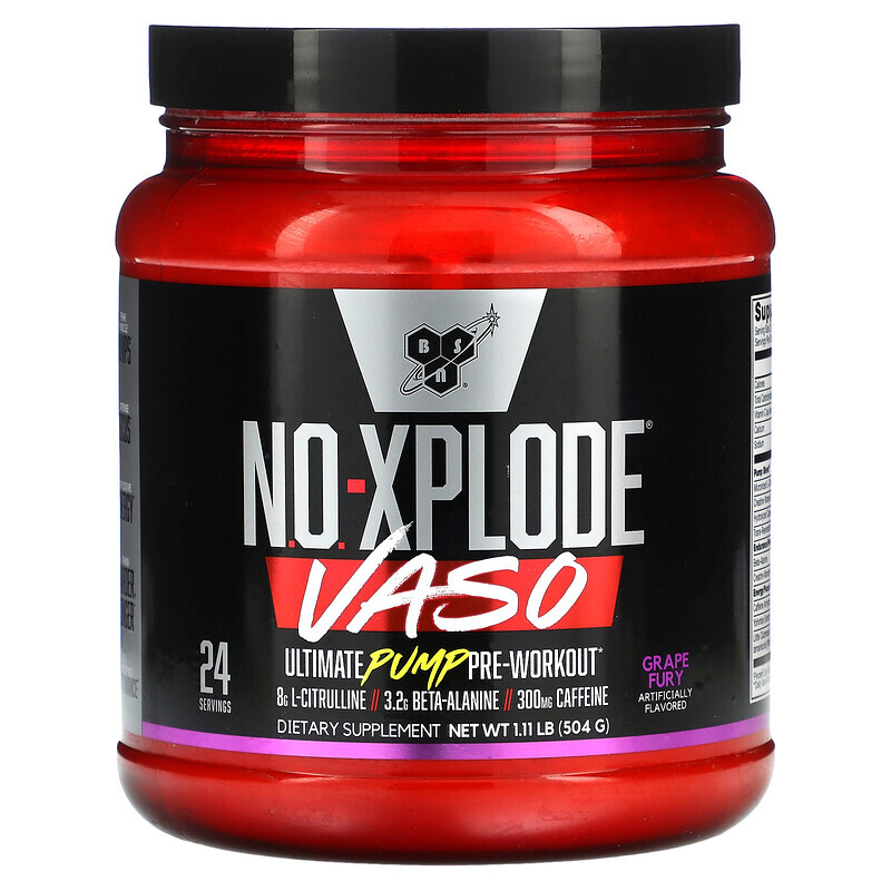 

BSN, No-Xplode VASO, Ultimate Pump перед тренировкой, Grape Fury, 504 г (1,11 фунта)