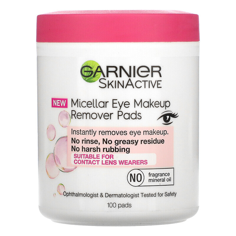 

Garnier, SkinActive, мицеллярные подушечки для снятия макияжа, 100 подушечек