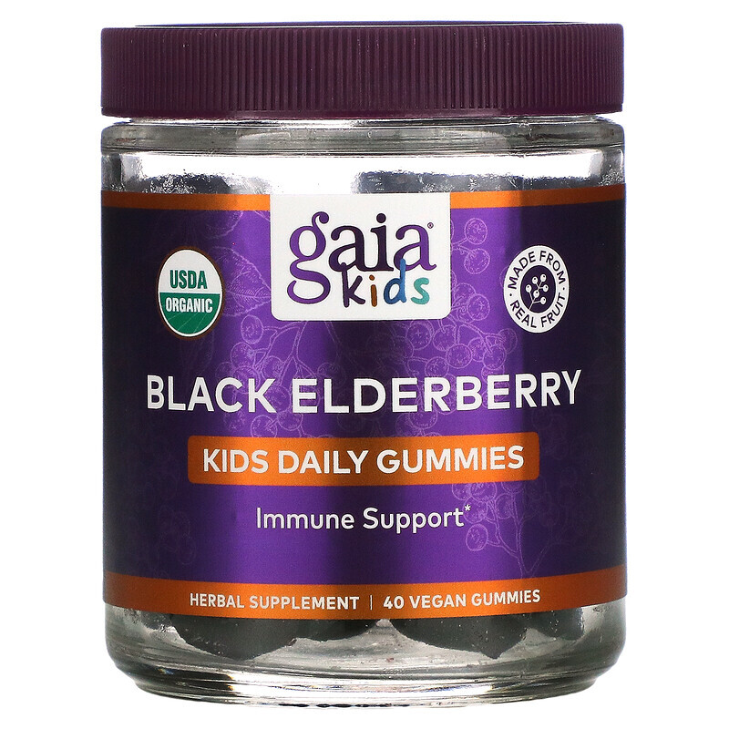 

Gaia Herbs, Kids, Everyday Elderberry Gummies, 40 Vegan Gummies