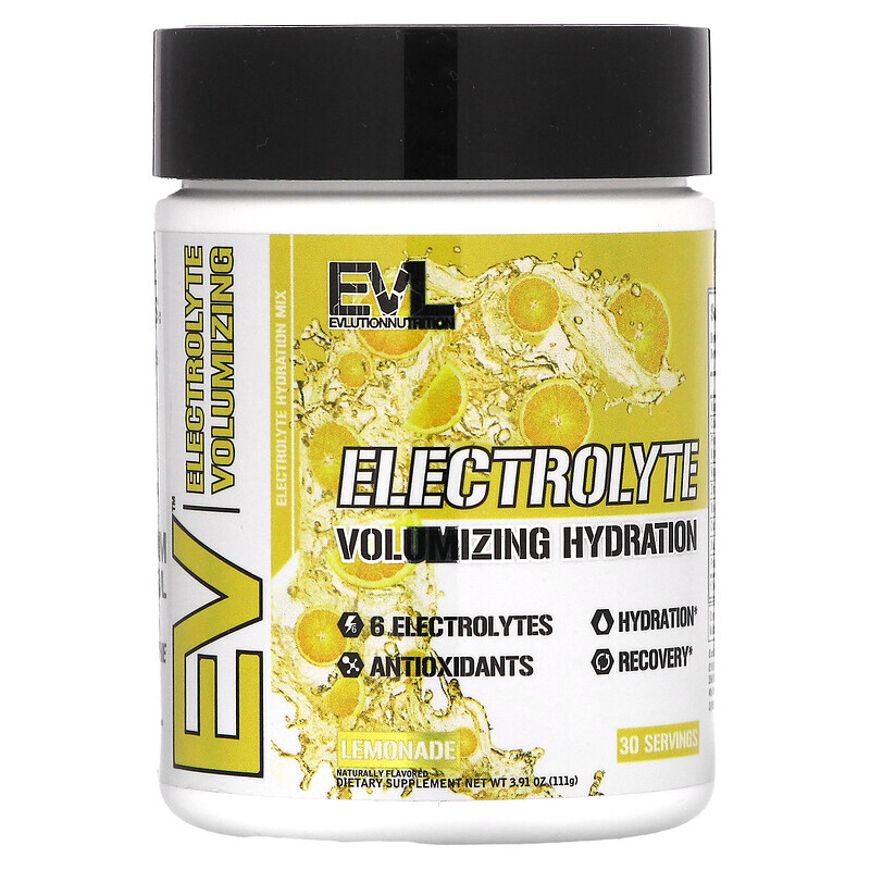 

EVLution Nutrition, Electrolyte Volumizing Hydration, Lemonade, 3.91 oz (111 g)