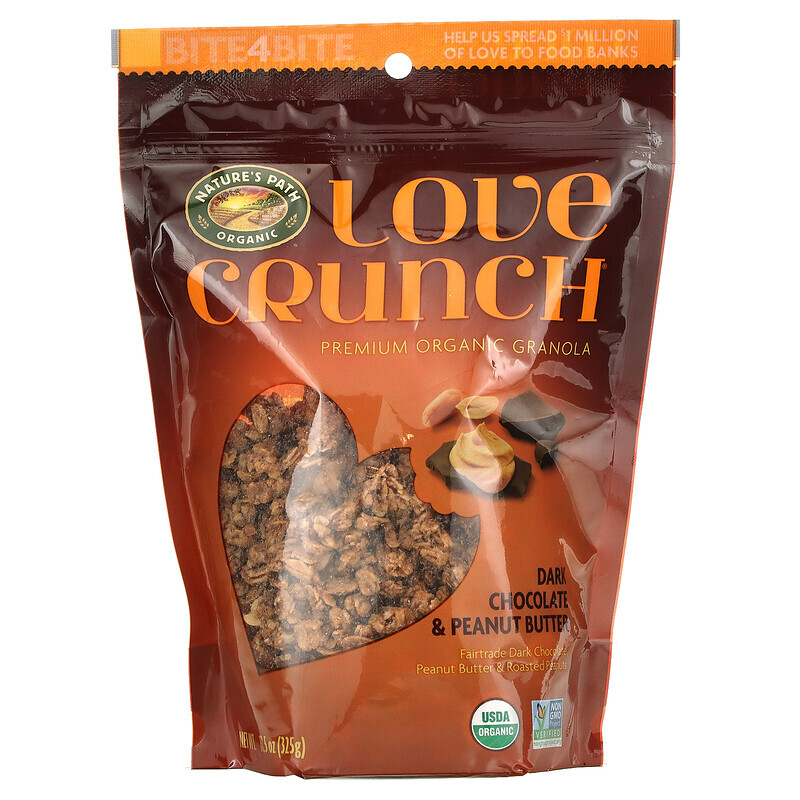 Nature's Path, Love Crunch, органическая гранола премиального качества, темный шоколад и арахисовая паста, 325 г (11,5 унции)