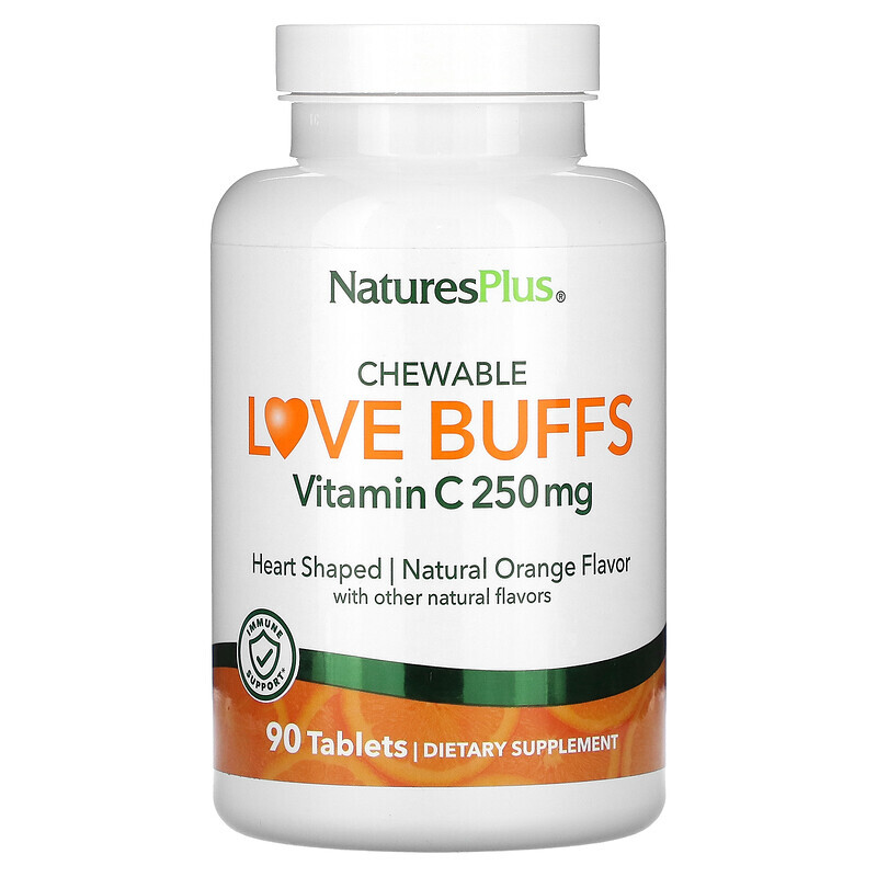 

NaturesPlus, Chewable Love Buffs, витамин C, натуральный апельсин, 250 мг, 90 таблеток