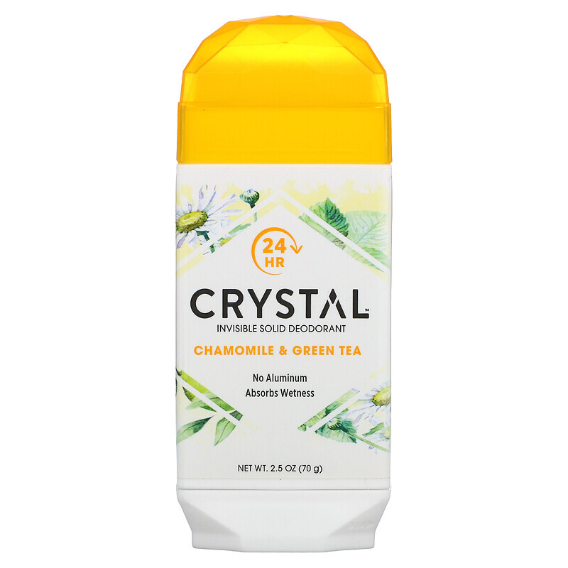 

Crystal Body Deodorant, Невидимый твердый дезодорант, ромашка и зеленый чай, 70 г