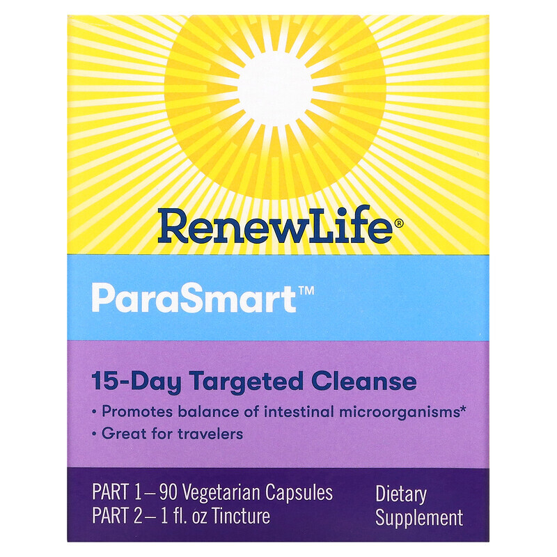 

Renew Life, Направленное действие, ParaSmart, микробиологическое очищение, 15-дневная программа из 2 частей