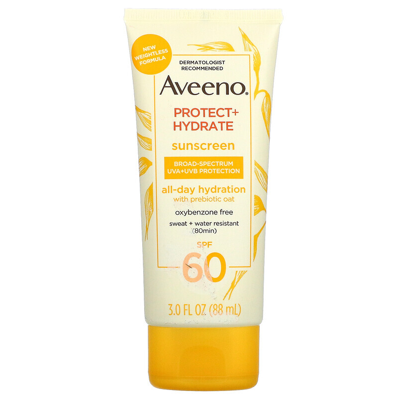 

Aveeno, Protect + Hydrate, Солнцезащитный крем, SPF 60, 3 жидких унции (88 мл)