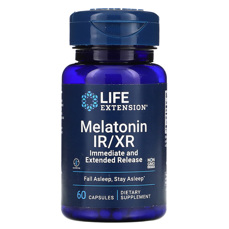 

Life Extension, Мелатонин IR / XR, 60 капсул