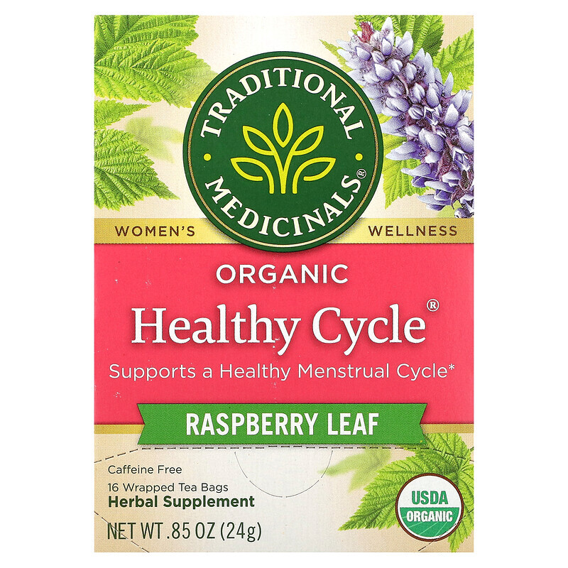 

Traditional Medicinals, Organic Healthy Cycle, Raspberry Leaf, Caffeine Free, 16 Wrapped Tea Bags, 0.05 oz (1.5 g) Each