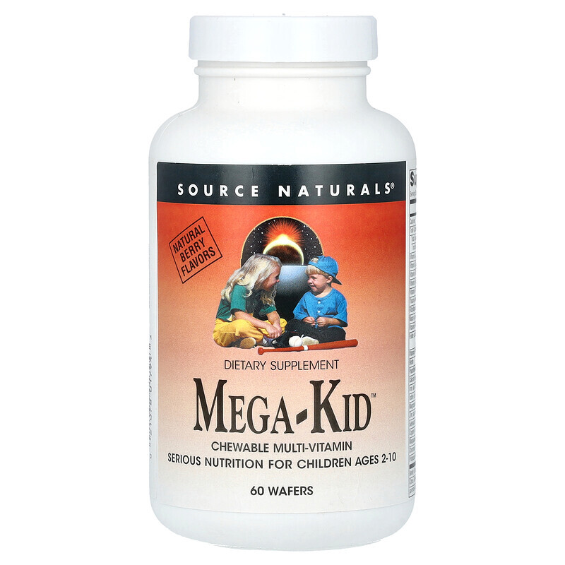 

Source Naturals, Mega-Kid, Chewable Multi-Vitamin, Natural Berry Flavors, 60 Wafers