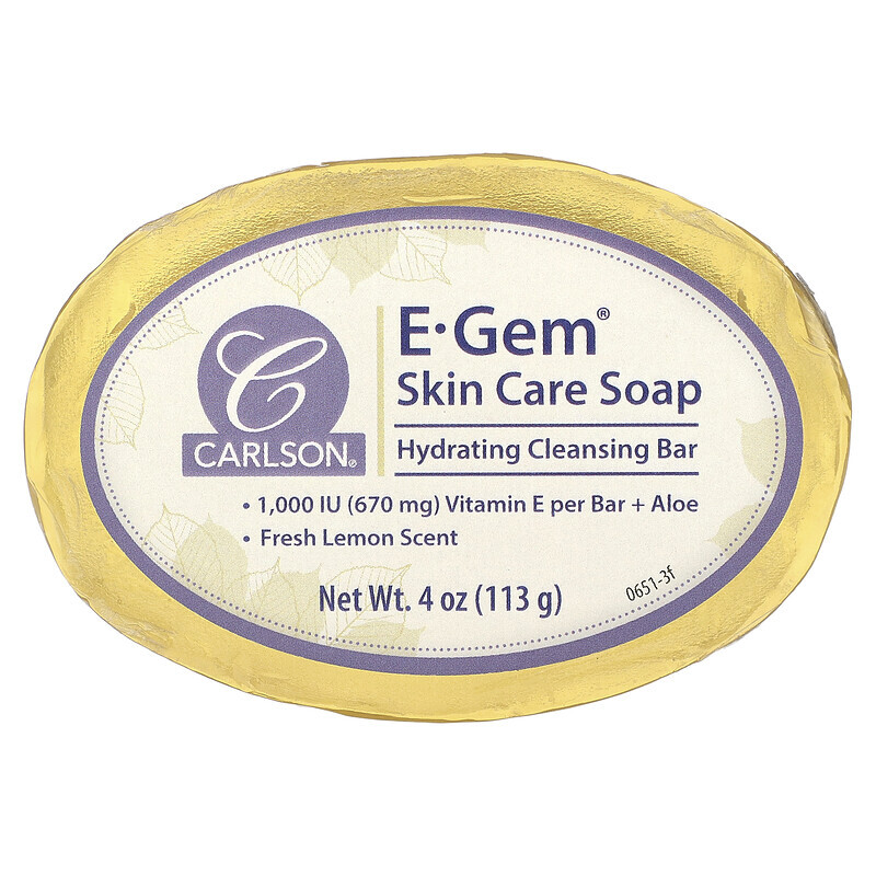 

Carlson, E-Gem, Skin Care Bar Soap, Fresh Lemon, 4 oz (113 g)