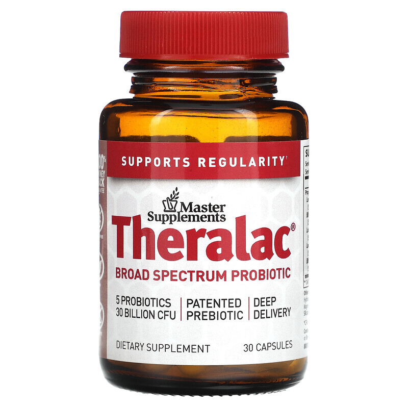 

Master Supplements, Theralac, пробиотик широкого спектра действия, 30 капсул