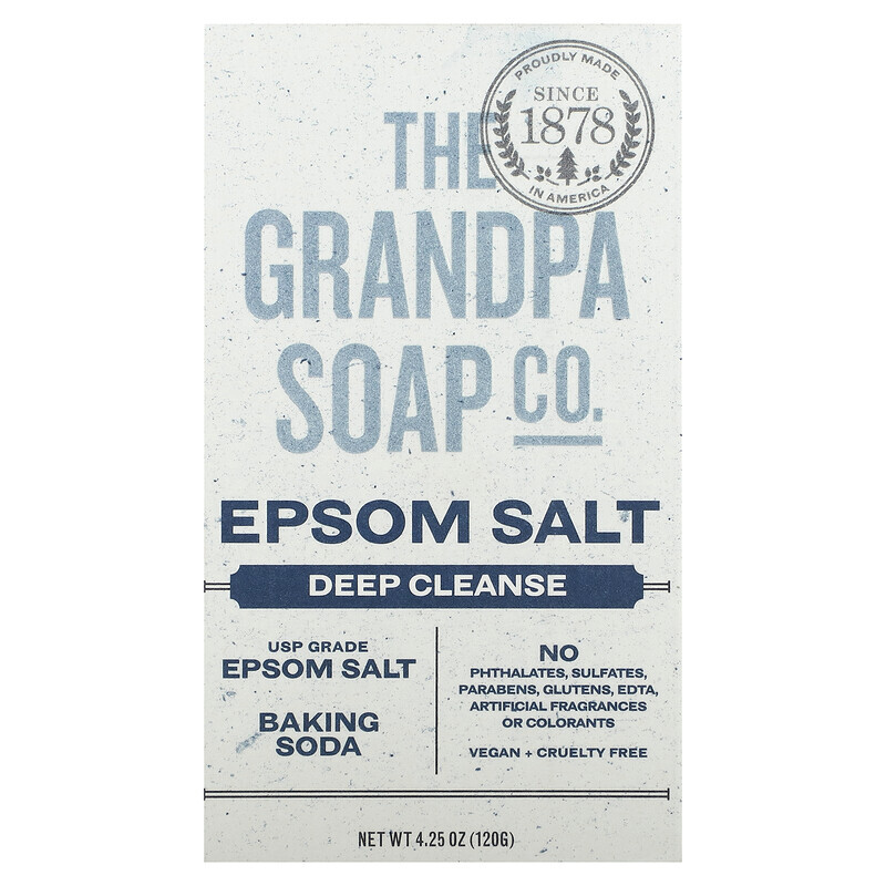 

The Grandpa Soap Co., Кусковое мыло для лица и для тела, глубоко очищает, с английской солью, 4,25 унции (120г)