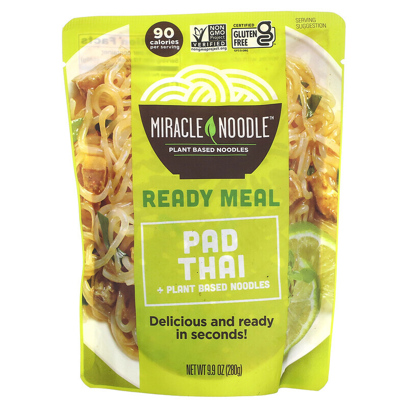 

Miracle Noodle, Ready Meal, Пад Тай + лапша на растительной основе, 280 г (9,9 унции)