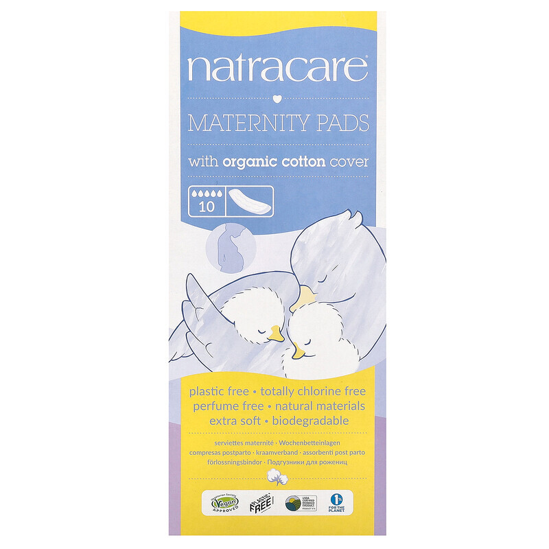 

Natracare, Maternity Pads with Organic Cotton Cover, 10 Pads