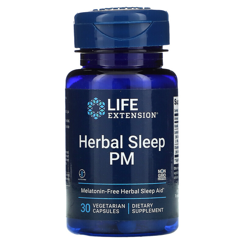 

Life Extension, Herbal Sleep PM, 30 вегетарианских капсул