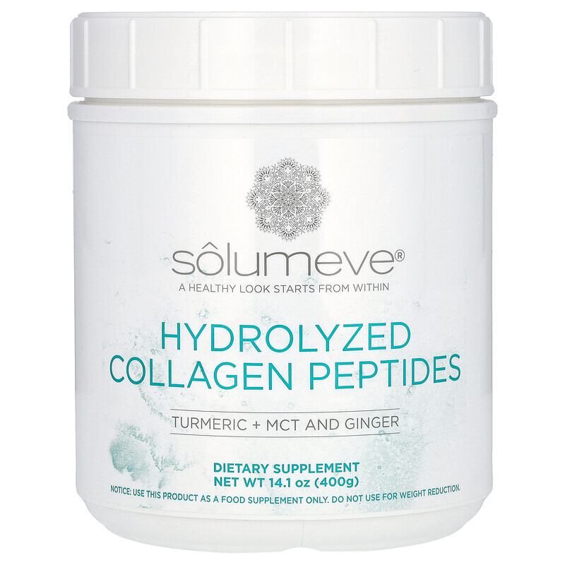 

Solumeve, Hydrolyzed Collagen Peptides with Turmeric, MCT, and Ginger, 14 oz (400 g)