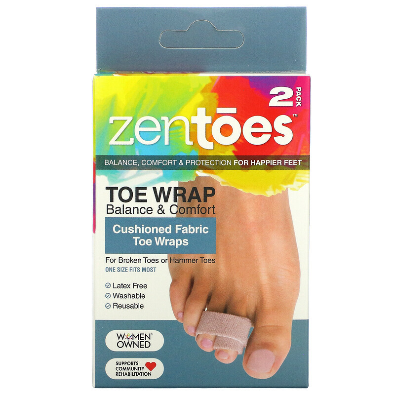 

ZenToes, Toe Wrap Balance & Comfort, мягкие тканевые бинты, 2 шт. В упаковке