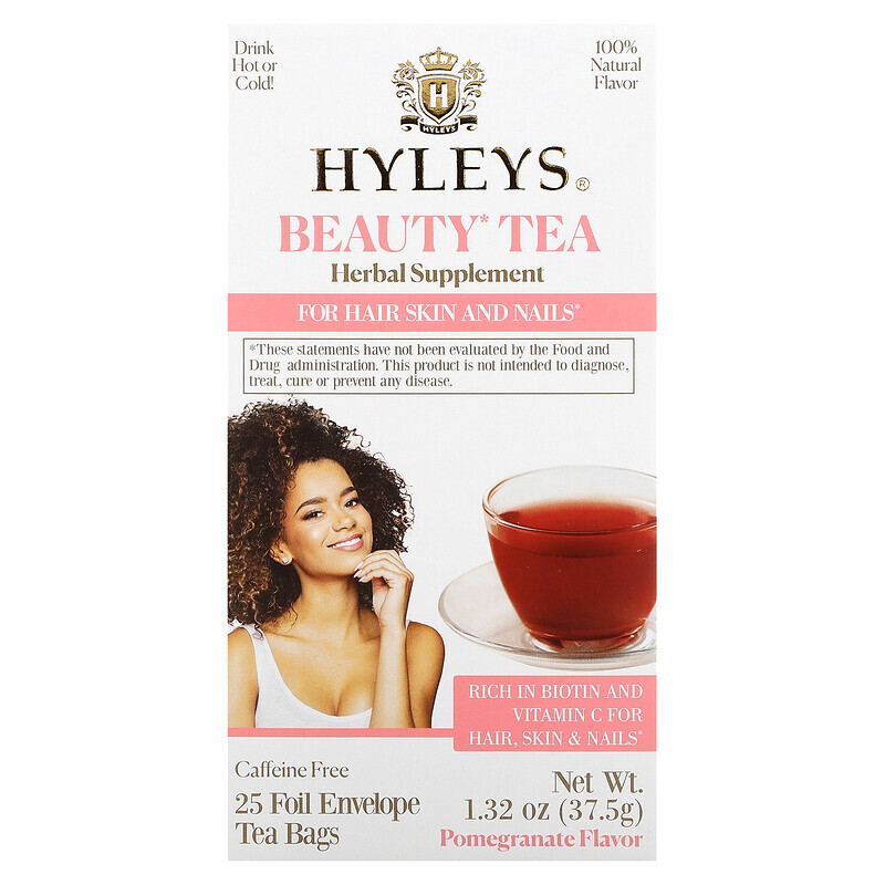 

Hyleys Tea, Beauty Tea, гранат, без кофеина, 25 чайных пакетиков в фольгированных пакетиках по 1,5 г (0,05 унции)