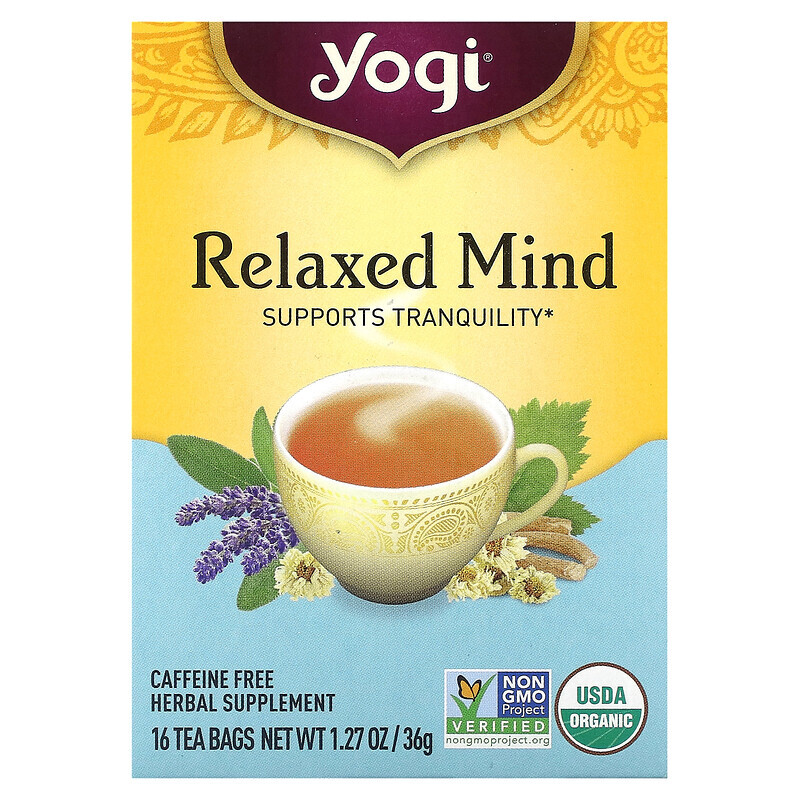 

Yogi Tea, Relaxed Mind, чай без кофеина, 16 чайных пакетиков, 32 г (1,12 унции)