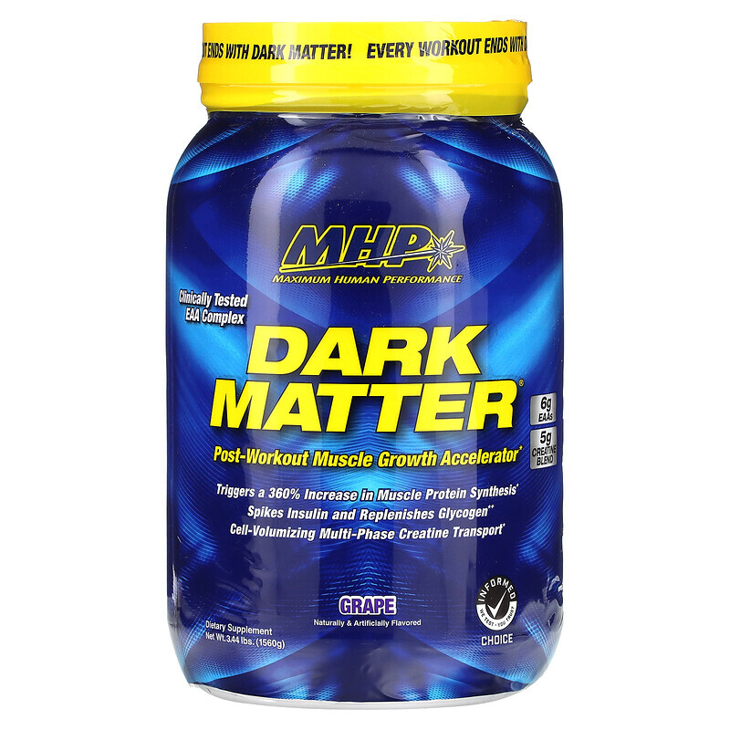 

MHP, DARK MATTER, ускоритель роста мышц после тренировки, виноград, 1560 г (3,44 фунта)