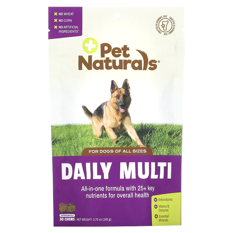 

Pet Naturals, Ежедневный мультивитамин, для собак, 30 жевательных таблеток, 3,70 унции (105 г)