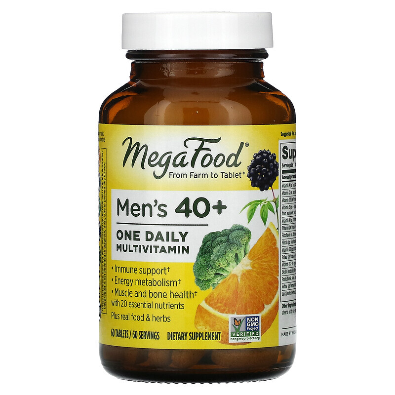 MegaFood, мультивитамины для мужчин старше 40 лет, для приема один раз в день, 60 таблеток