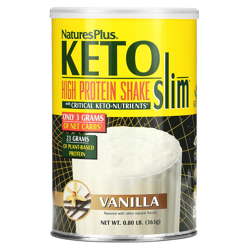 NaturesPlus, Keto Slim, высокопротеиновый коктейль, ваниль, 363 г (0,80 фунта)