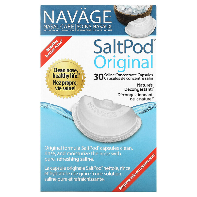 

Navage, Nasal Care, солевое промывание носа, Saltpod Original, 30 капсул с солевым концентратом