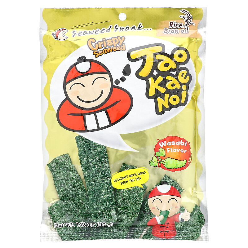 

Tao Kae Noi, Crispy Seaweed Snack, васаби, 32 г (1,12 унции)