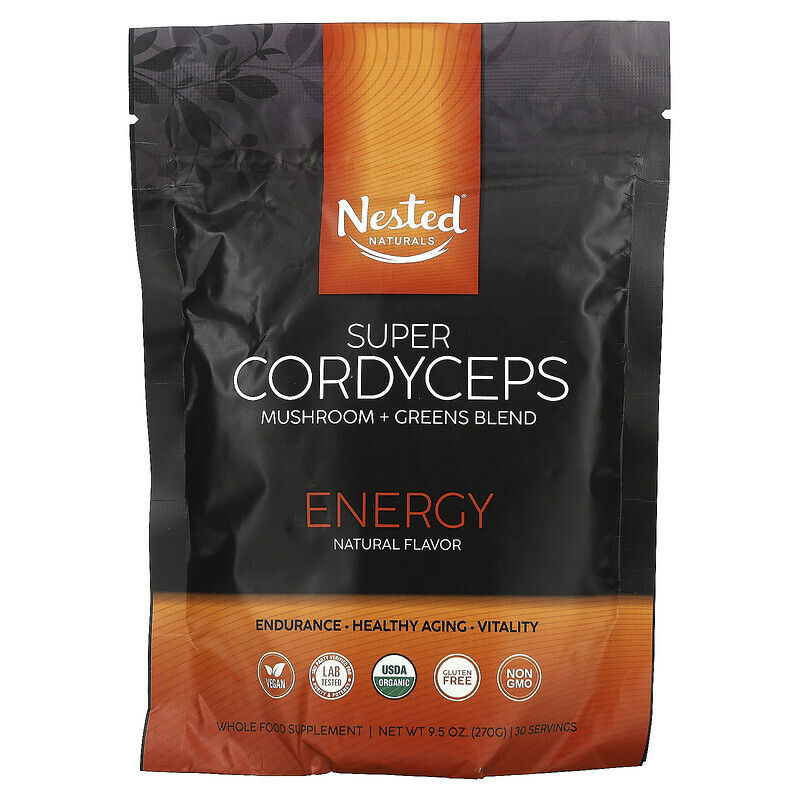 

Nested Naturals, Super Cordyceps, смесь грибов и зелени, энергия, 270 г (9,5 унции)