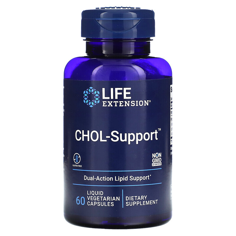 

Life Extension, CHOL-Support, 60 жидких вегетарианских капсул