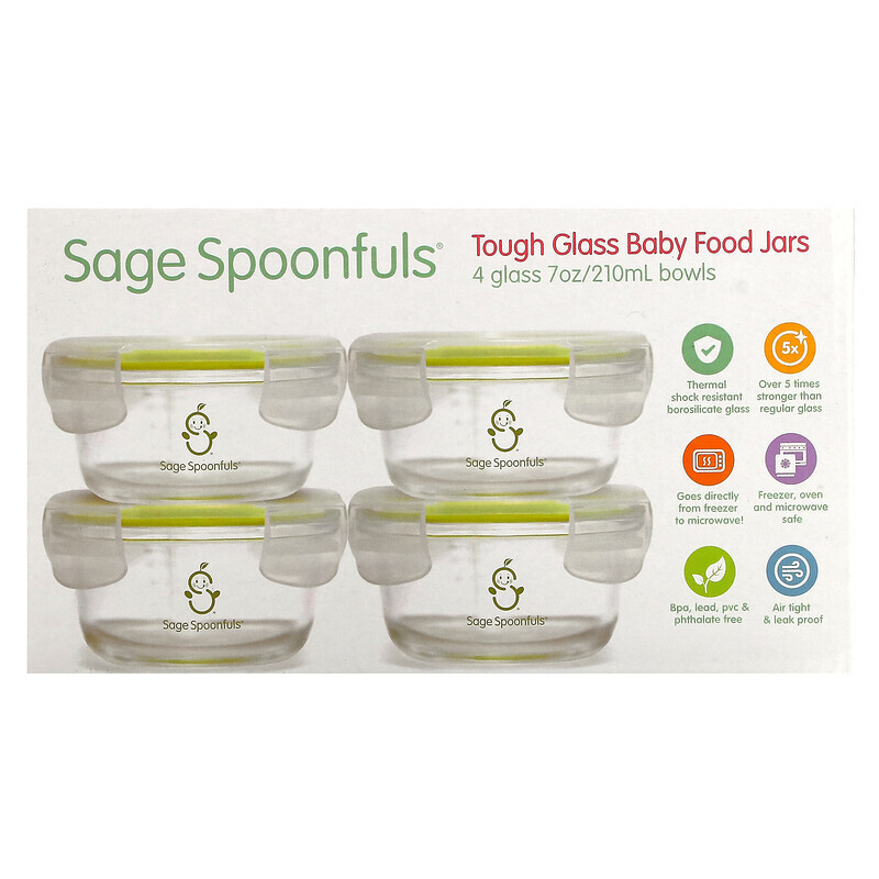 

Sage Spoonfuls, Прочные стеклянные миски, 4 упаковки, 210 мл (7 унций)