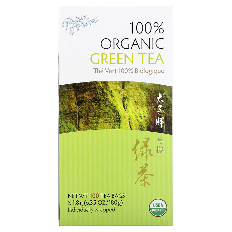 

Prince of Peace, 100% Organic Green Tea, 100 Tea Bags, 6.35 oz (180 g)