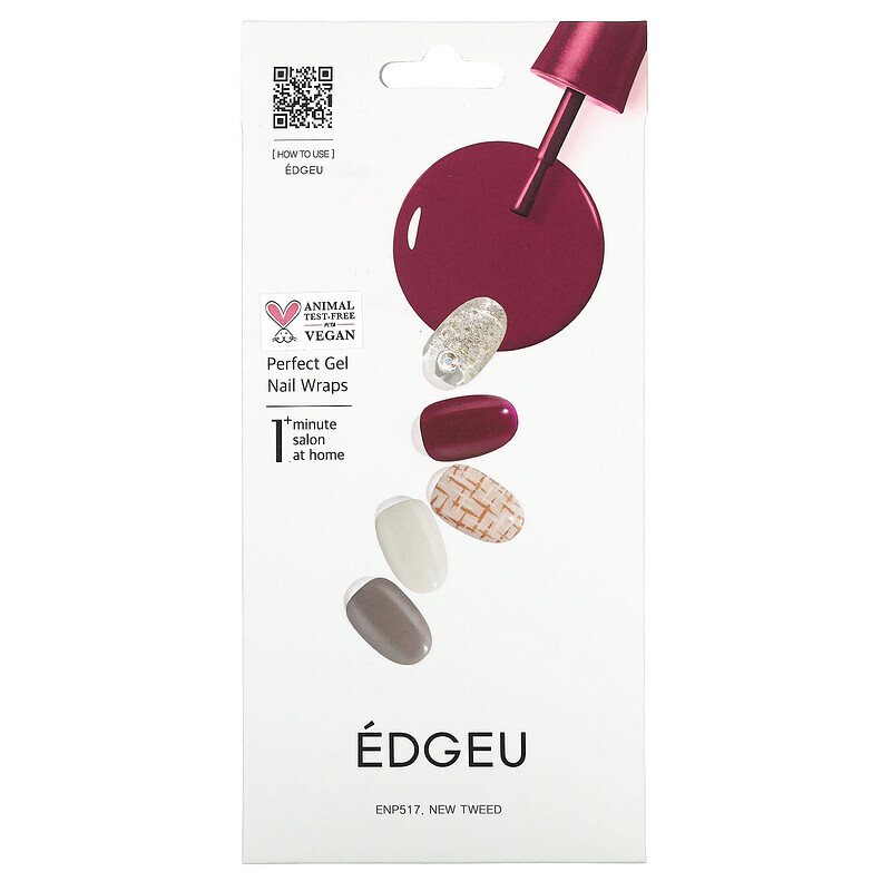 

Edgeu, Perfect Gel Nail Wraps, ENP517, New Tweed, 16-teiliges Streifenset