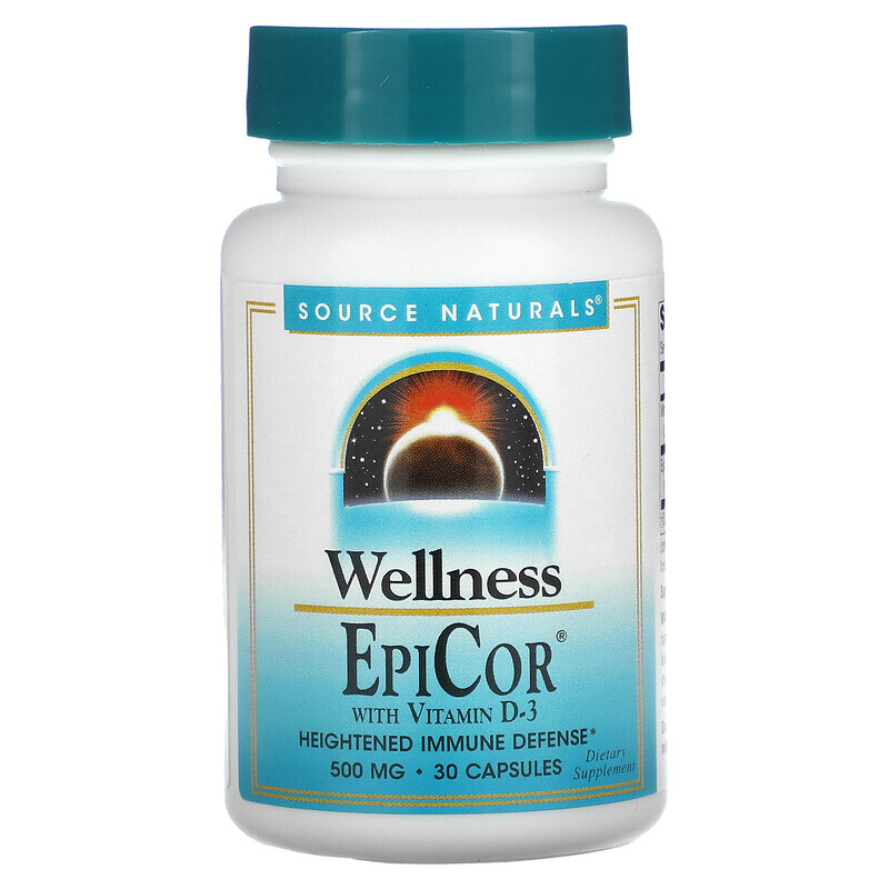 

Source Naturals, Wellness, EpiCor с витамином D-3, 500 мг, 30 капсул