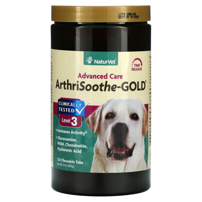 NaturVet, ArthriSoothe-GOLD, улучшенный уход, уровень 3, 120 жевательных таблеток, 21 унц. (600 г)