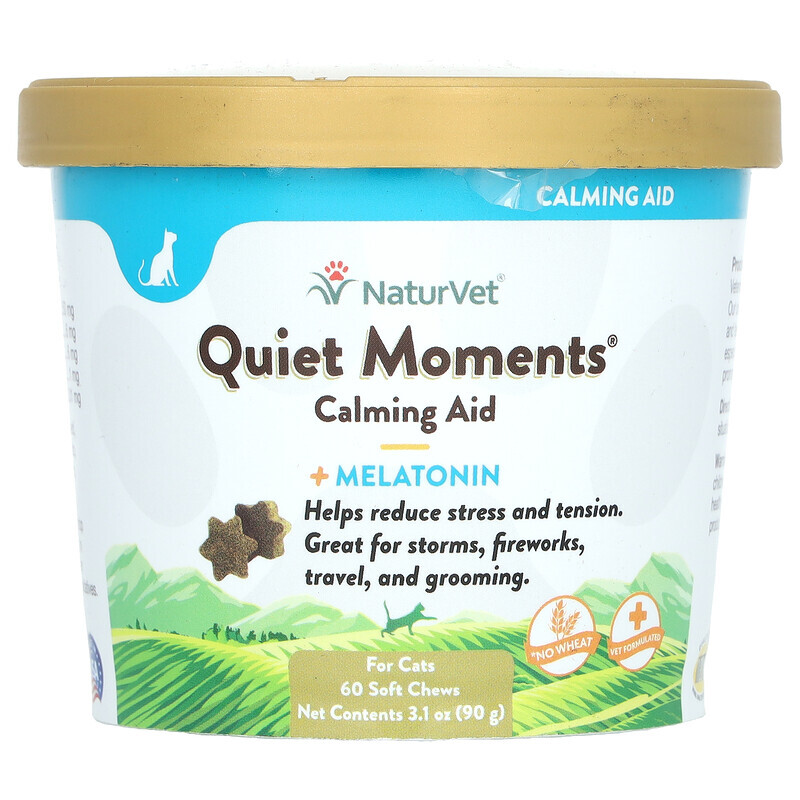 

NaturVet, Quiet Moments Calming Aid + Melatonin, für Katzen, 60 Kau-Snacks, 90 g (3,1 oz.)