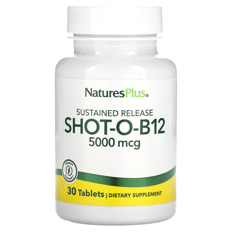 

NaturesPlus, Shot-O-B12, 5000 мкг, 30 таблеток