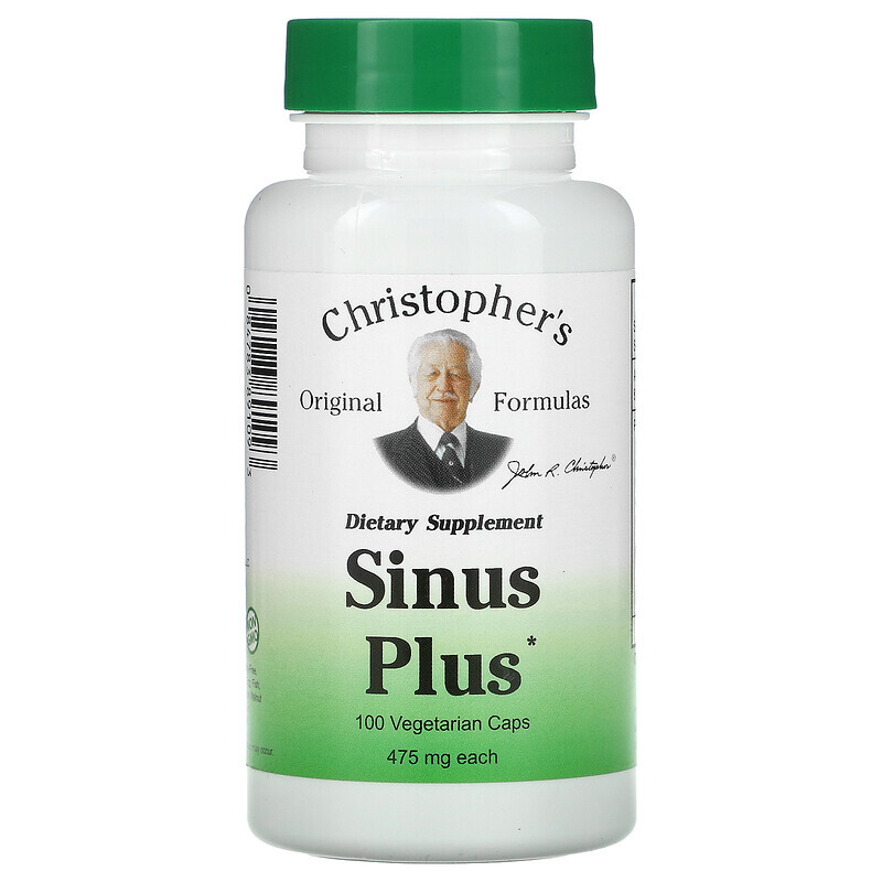 

Christopher's Original Formulas, Sinus Plus, 475 мг, 100 вегетарианских капсул