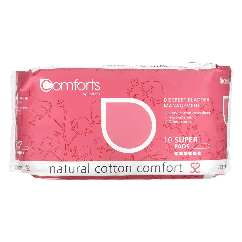 

Cottons, Natural Cotton Comfort, Super, 10 Pads