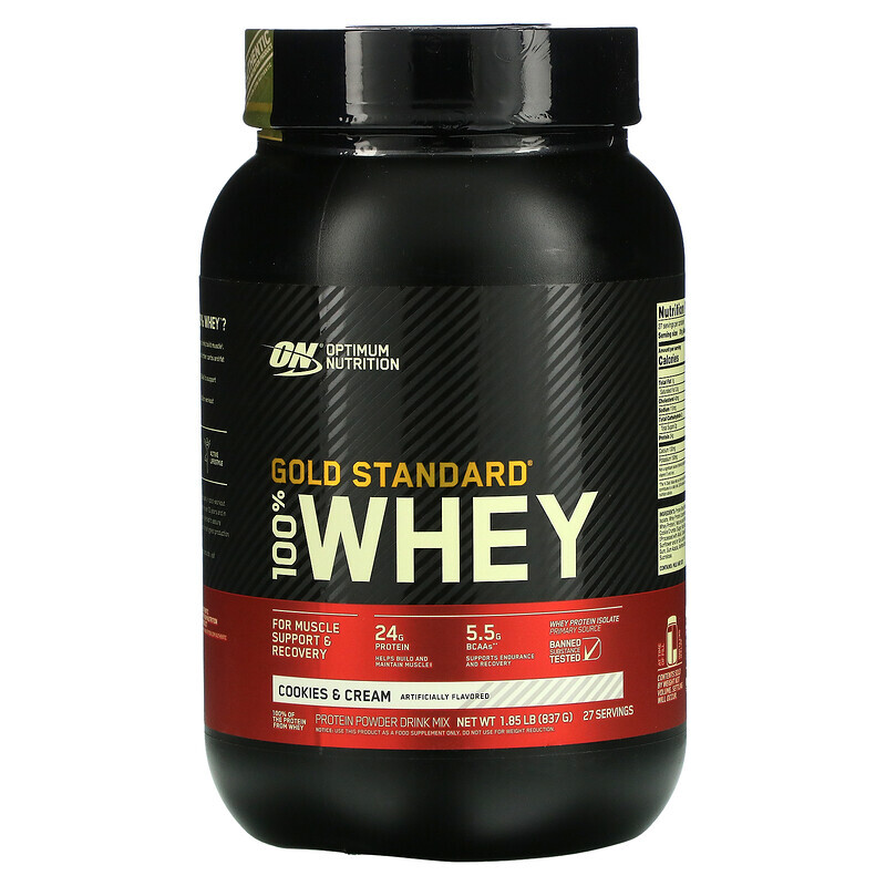 

Optimum Nutrition, Gold Standard 100% Whey, сыворотка со вкусом печенья и сливок, 837 г (1,84 фунта)