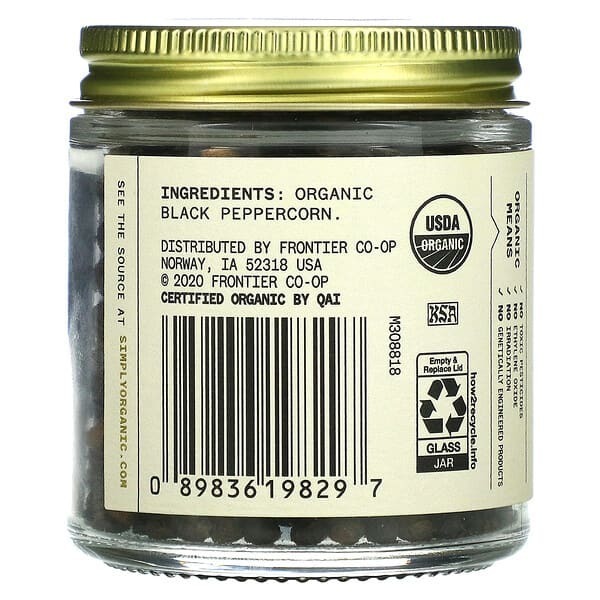 Simply Organic, Single Origin, шри-ланкийский черный перец, 61 г (2,15 унции)